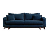 Lisa Design - Billie - canapé 3 Places - Convertible avec Coffre - en Velours côtelé - Bleu Ardoise