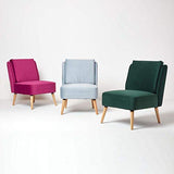 HOMESCAPES Fauteuil Velours, Fauteuil Scandinave en Tissu Betsy, Bleu Clair