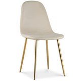 INTENSE DECO Lot de 4 chaises Bali Velours Beige Pieds doré