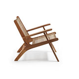 Kave Home - Fauteuil Grignoon avec accoudoirs en rotin et Structure en Bois Massif d'acacia pour Usage intérieur et extérieur