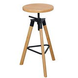 HXSM Tabouret De Bar Pivotants Tabourets De Cuisine en Bois Massif Hauteur Réglable Tabouret De Comptoir Chaise De Salle À Manger Ronde Industrielle Hauteur D’Assise De 65-75CM