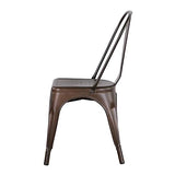 GrandCA Home Lot de 4 Chaises de Salle à Manger Empilables en Métal Chaises de Cuisine de Style Intérieur et Extérieur en Détresse, Marron