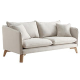 Miliboo Canapé 3 Places éco-Responsable en Tissu Beige Clair et Bois Clair Forest