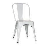 hjh OFFICE 645022 Chaise bistrot VANTAGGIO Comfort Métal Blanc, Chaise au Style Industriel, empilable