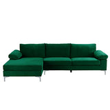 BHDesign Amanda - Canapé d'angle Moderne 5 Places - Tissu Velours - Coloris Vert
