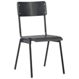 vidaXL 2X Chaises à Dîner Chaises de Salle à Manger Meuble de Cuisine Mobilier de Salon Intérieur Noir Contreplaqué Solide et Acier