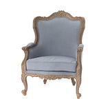 Amadeus - Fauteuil Cabriolet Baroque Gris Clair Bois d'acajou