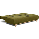 HOMIFAB Canapé Convertible 3 Places avec Coffre de Rangement en Velours Vert Olive - Laria