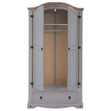 IDIMEX Armoire Ramon penderie pour vêtements en pin Massif Gris et Brun avec 2 Portes et 1 tiroir, Meuble de Chambre Style Mexicain en Bois dim 100 x 190 x 51 cm