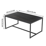 FATIVO Table Basse Marbre de Salon: Table Café Industrielle Rectangulaire Design Table Basse Noir Moderne Scantinave en Pierre Frittée Grand Plateau pour Salon Bureau Café - Noir 100x60x43cm