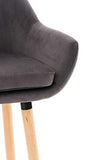 Tabouret De Bar Grant En Velours I Chaise Haute De Bar Et De Cuisine I Assise Et Dossier Rembourrés I Empiétement En Bois I, Couleur:gris