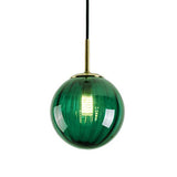 LFsem Plafonnier Simple Tête Coloré Ø15cm Globe En Verre Suspension E14 Loft Chambre Restaurant Suspension Lustre Simple Moderne (Vert Foncé)