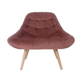 Zons MINAY Fauteuil 1 Place en Velours Rose Style scandinave avec Pieds en Bois
