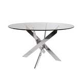 Tousmesmeubles Table de Repas Ronde 120 cm - FAXOU - L 120 x l 120 x H 76 - Neuf