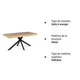 IDMarket Table à Manger Alix 6-8 Personnes Pied araignée Bois et Noir 160 cm