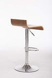 Tabouret de Bar WOOD, Réglable en Hauteur avec Repose-pied, Assise en Bois, Hauteur Assise 57-78 cm, Chaise Bar Pivotante sur 360°, Pièt, Couleur:noyer