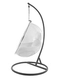 Kideo® Ensemble complet : fauteuil suspendu avec structure et coussin, demi-coque, bulle, translucide, coussin blanc (1000 Snow))