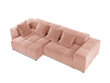 MICADONI - Canapé d'angle Réversible Margo - 4 Places - Velours - Rose