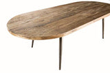 MACABANE Table Basse Ovale Teck recyclé et métal, 123 x 53 x 12