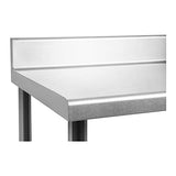 Royal Catering Table De Travail Adossée Cuisine Professionnel Préparation Confection Boucher Avec Tablette RCAT-120/60-N (120x60cm, Capacité 110 kg, Plan 80 kg + Étagère 30 kg, Dosseret 11 cm, Inox)