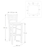 okAffareFatto di Zimbardi Costanza Tabouret de bar Lucy en bois noyer foncé h 73 cm avec assise paille de riz