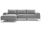 Vente-unique Canapé d'angle Gauche en Tissu et en Lin Gris Clair BRUNILDA