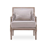 INTENSEDECO Fauteuil Bergère Ambroise Style Louis XVI Tissu Beige