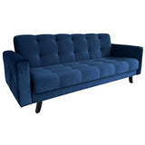 Canapé en lit Convertible avec Coffre de Rangement 3 Places Relax - en Tissu Velours - Salon & séjour - BONDA- Bleu Marine
