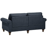 Canapé Fixe 3 Places Tapissé en Tissu Gris Foncé avec Clous Décoratifs pour Salon au Style Moderne Beliani