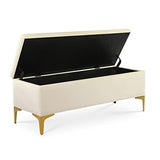 INTENSEDECO Banquette Coffre Chloé Velours Beige Pieds Or
