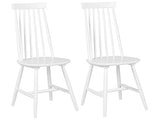 Lot 2 Chaises Blanches en Bois Naturel Design Classique Idéales pour Cuisine ou Salle à Manger au Style Scandinave ou Traditionnel Beliani