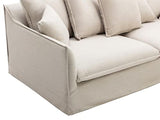 Canapé 3 Places en Tissu et Lin Beige SANKA