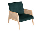 Vente-unique - Fauteuil en Velours et cannage Cane - Vert foncé