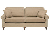 Canapé Fixe 3 Places Tapissé en Tissu Beige avec Clous Décoratifs pour Salon au Style Moderne Beliani