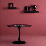 AltoBuy CANTIQUE - Table Ronde 110cm Pied et Plateau Noirs