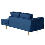 Beliani - Chaise Longue Côté Gauche - Miramas - Velours, Bleu Marine
