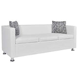 vidaXL Canapé 3 Places Similicuir Blanc Canapé de Séjour Mobilier de Salon