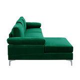 BHDesign Amanda - Canapé d'angle Moderne 5 Places - Tissu Velours - Coloris Vert