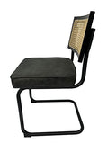 Sensoreve - Chaise TOLIMAN Cannage & Coussin Confort pour Salon/Salle à Manger, Tissage en Cannes de rotin Naturel, Cadre en Bois Naturel (Bois Noir/Assise Cuir Gris)