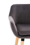 Tabouret De Bar Grant En Velours I Chaise Haute De Bar Et De Cuisine I Assise Et Dossier Rembourrés I Empiétement En Bois I, Couleur:gris