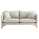 Miliboo Canapé 3 Places éco-Responsable en Tissu Beige Clair et Bois Clair Forest