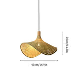 TYBERRY Lampe à suspension en forme de feuille d'éventail de style japonais, lustre en rotin E27, suspension tissée en bambou naturel et en rotin, luminaire décoratif de salle à manger de salon Tatami