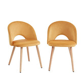 BAÏTA Eugenie Lot de 2 chaises, Hêtre, Velours Jaune, 52x56x77cm
