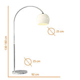 CCLIFE Lampe Lampadaire à arc salon courbée, Lampe arceau moderne en chrome Lampadaire sur pied marbre, Couleur: Blanc, réglable en hauteur 130-180cm