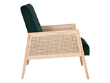Vente-unique - Fauteuil en Velours et cannage Cane - Vert foncé