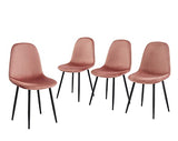 BAÏTA Lot de 4 chaises Lena en Velours Rose, Métal, 44x52x86cm