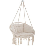 TecTake 800708 Fauteuil Suspendu Relax Design de Jardin en Coton, 1 Place, Intérieur et extérieur, Coussins Confortables Inclus - Couleur au Choix - (Beige | no. 403205)