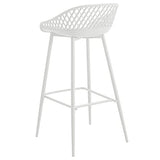 IDIMEX Lot de 2 tabourets de Bar IREK Chaise Haute pour Cuisine ou comptoir au Design Retro avec accoudoirs, en Plastique et métal Blancs, Hauteur d'assise 75 cm