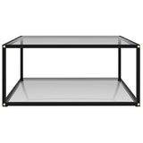 Table d'appoint de salon moderne basse en verre trempé et acier Table basse Design à 2 niveaux pour salon et bureau 80 x 80 x 35 cm Transparent