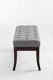 CLP Banquette Elégante Ramses en Tissu I Assise avec Coutures Décoratives I Banc Design avec Pieds en Bois Antique Sombre, Couleur:Gris, Taille:100 cm